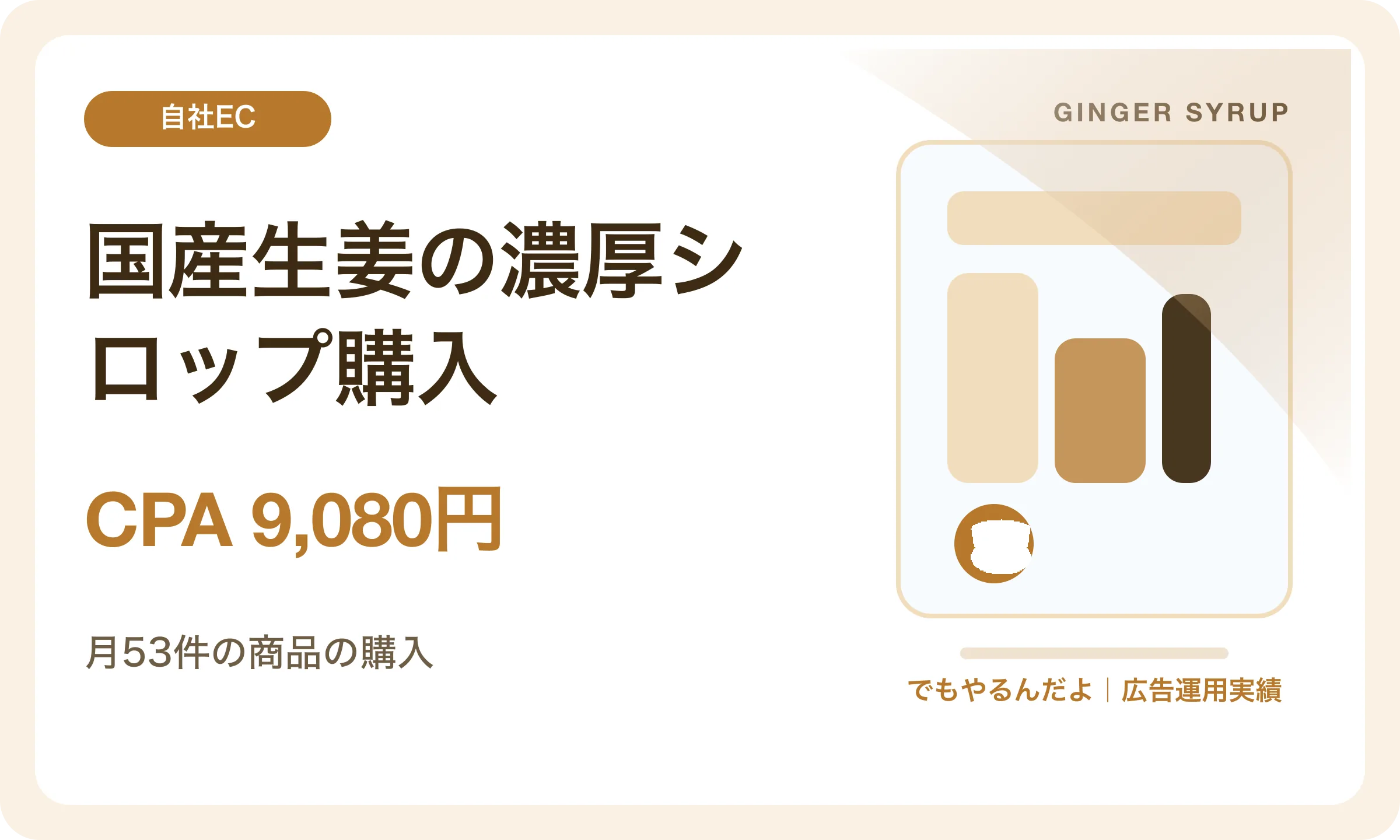 国産生姜の濃厚シロップ購入／CPA 9,080円｜でもやるんだよの広告運用実績